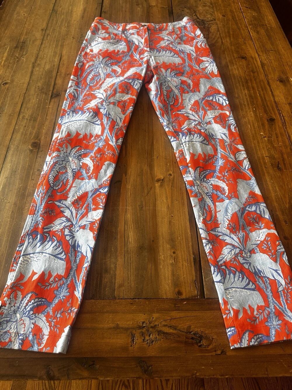 Gretchen Scott Size XS Gripeless Pants Jeans Floral Straight Leg Preppy Resort